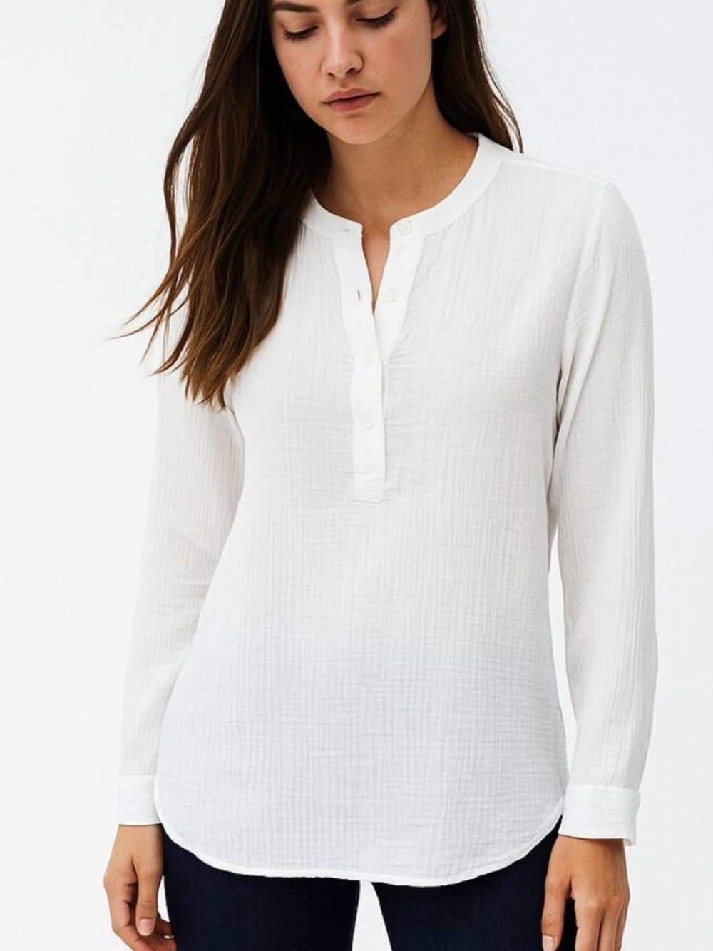 Jenni Kayne textured Cotton Gauze Blouse Top L